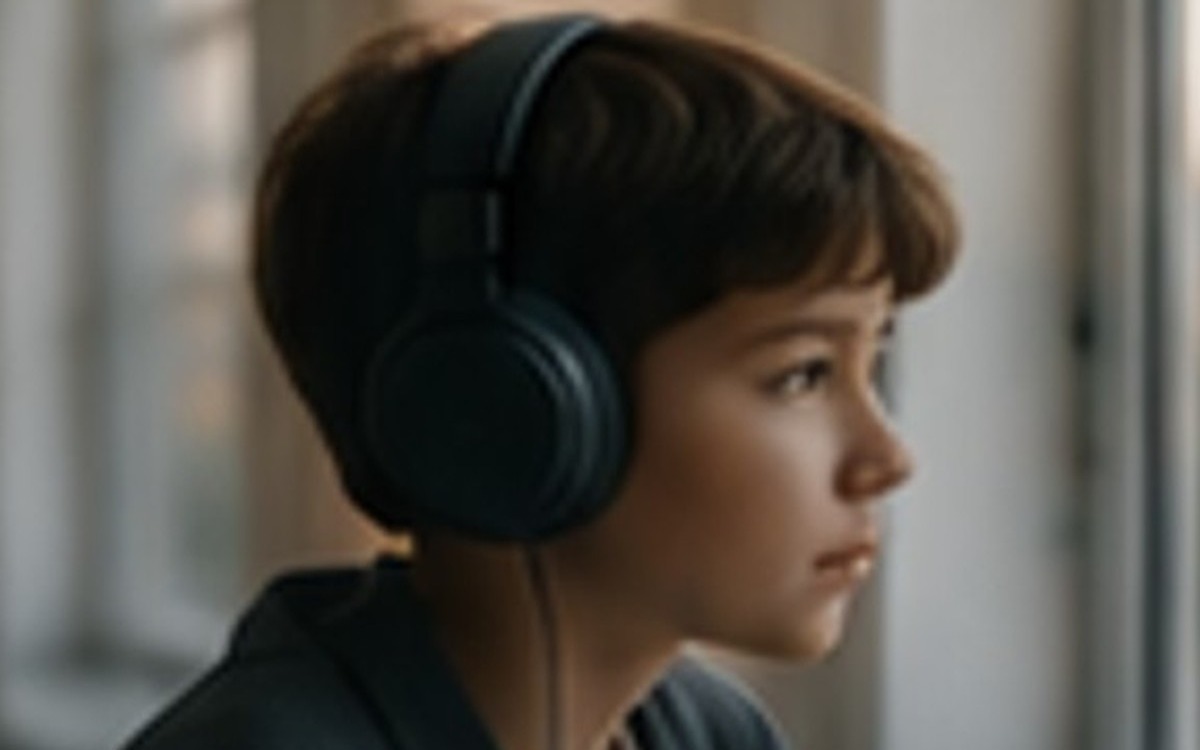 Young person wearing headphones